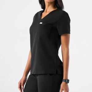 Lot of 2 FIGS Catrina 1 Pocket‎ Scrub Top Black Women's Size XXS Medical